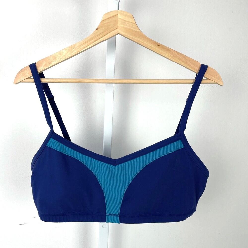 LUCY  XL Activewear Hatha Sports Bra Padded Adjustable Straps Colorblock Blue